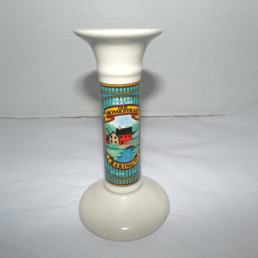 Old Homestead Baking Co Ceramic Taper Candle Holder Vintage Style Hermitage